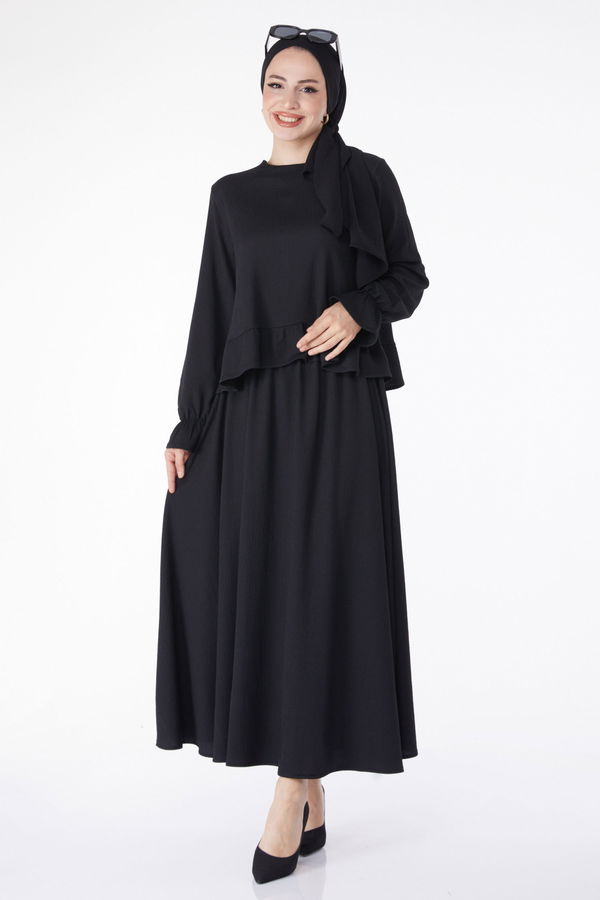 Bürümcük Bluz +Etek İkili Takım Siyah - 25263