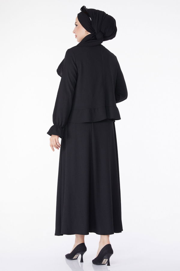 Bürümcük Bluz +Etek İkili Takım Siyah - 25263