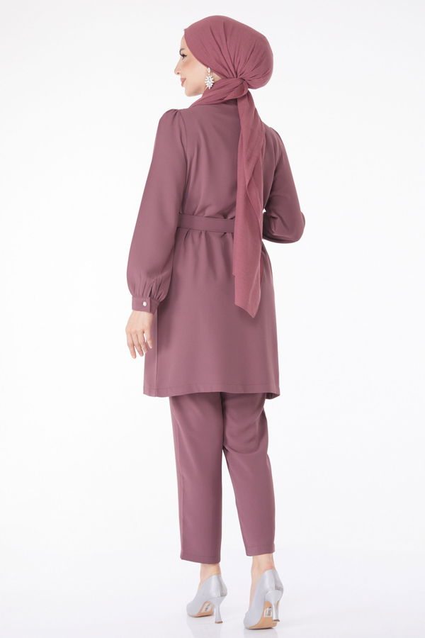 Taşlı Tunik+Pantalon Lila - 25282
