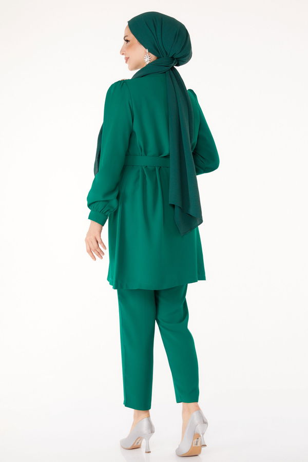 Taşlı Tunik+Pantalon Yeşil - 25282