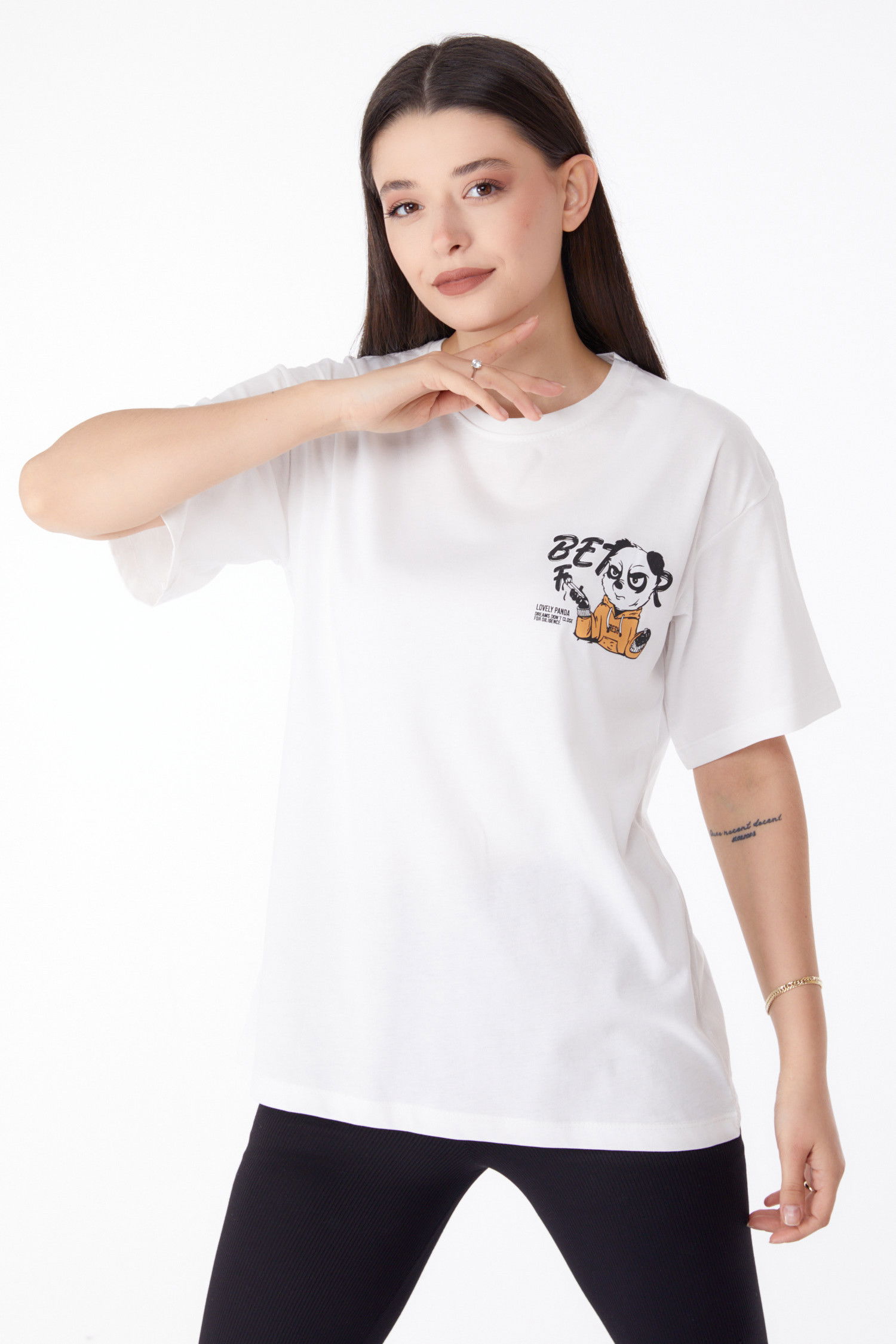Baskılı T-shirt Beyaz - 25286 BEYAZ