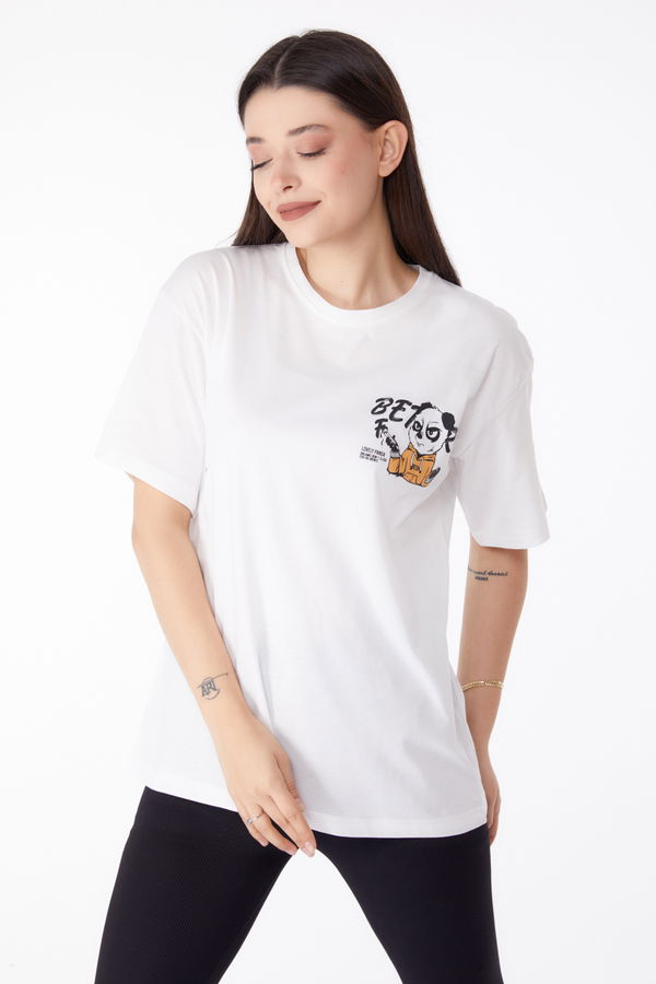 Baskılı T-shirt Beyaz - 25286 BEYAZ