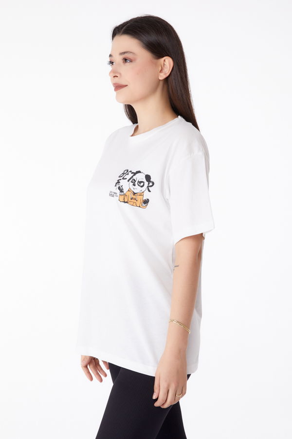 Baskılı T-shirt Beyaz - 25286 BEYAZ