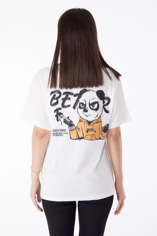 Baskılı T-shirt Beyaz - 25286 BEYAZ