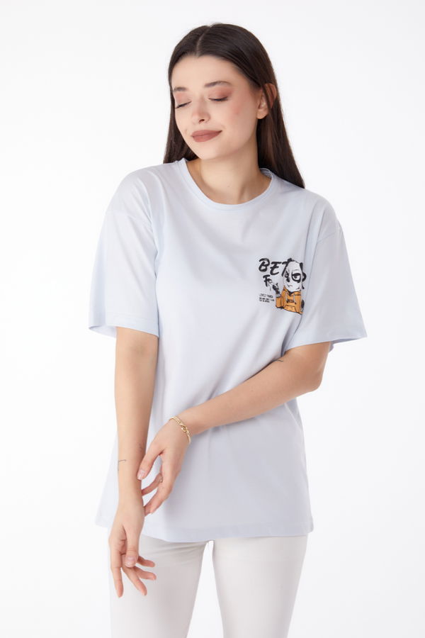 Baskılı T-shirt Lila - 25286 LİLA