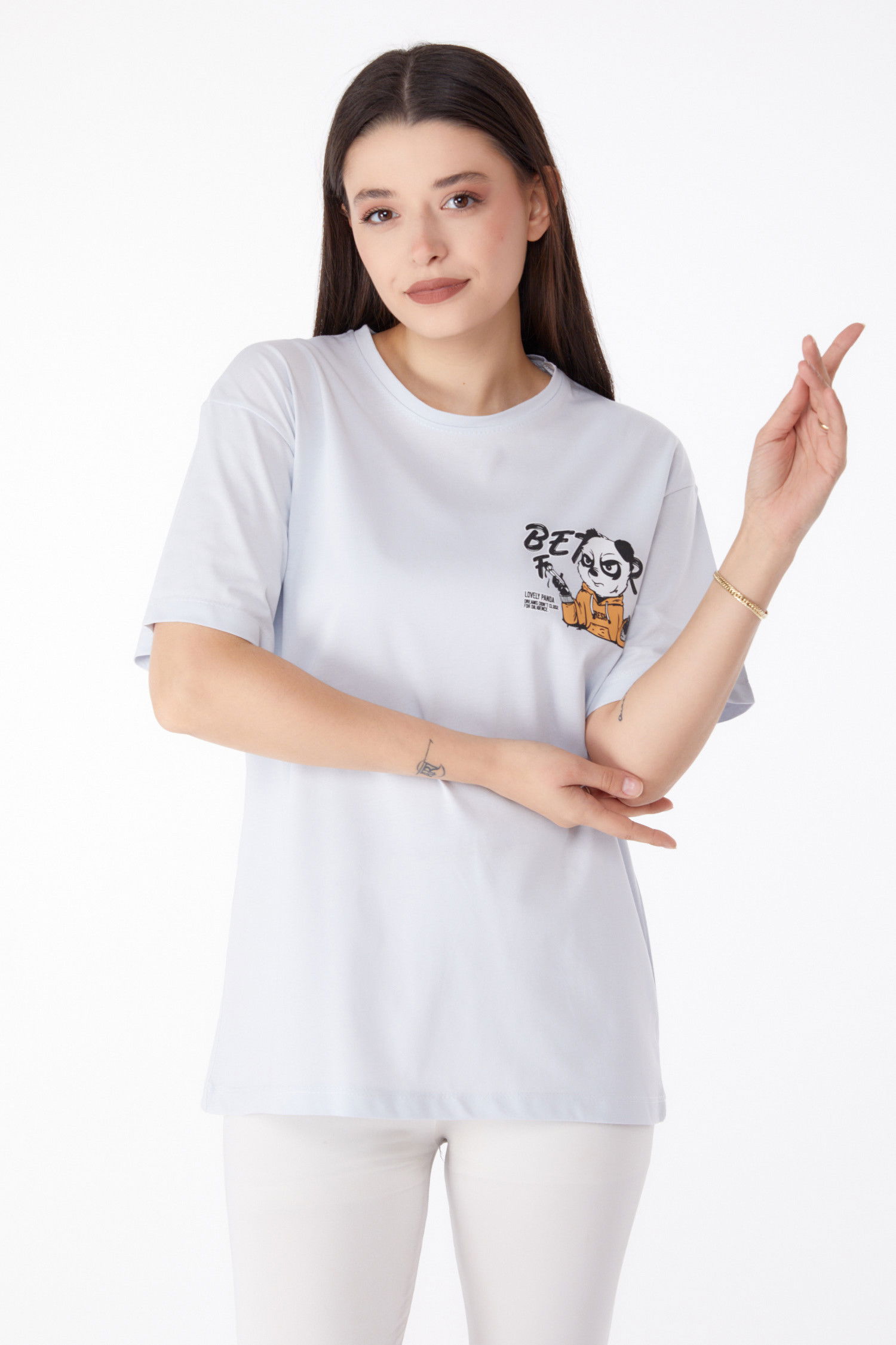 Baskılı T-shirt Lila - 25286 LİLA