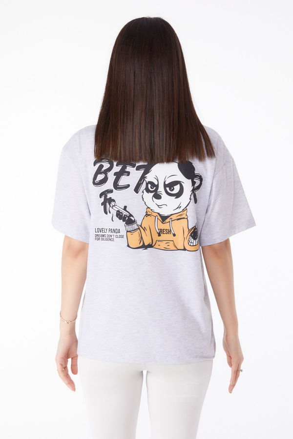 Baskılı T-shirt Gri - 25286