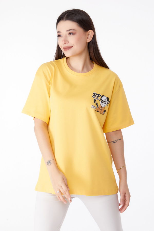 Baskılı T-shirt Sarı - 25286 Sarı
