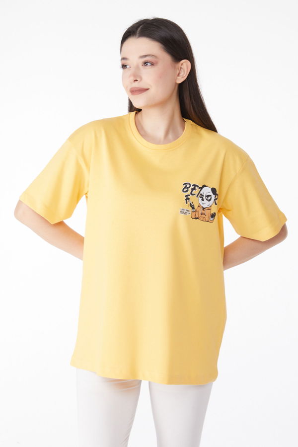 Baskılı T-shirt Sarı - 25286 Sarı
