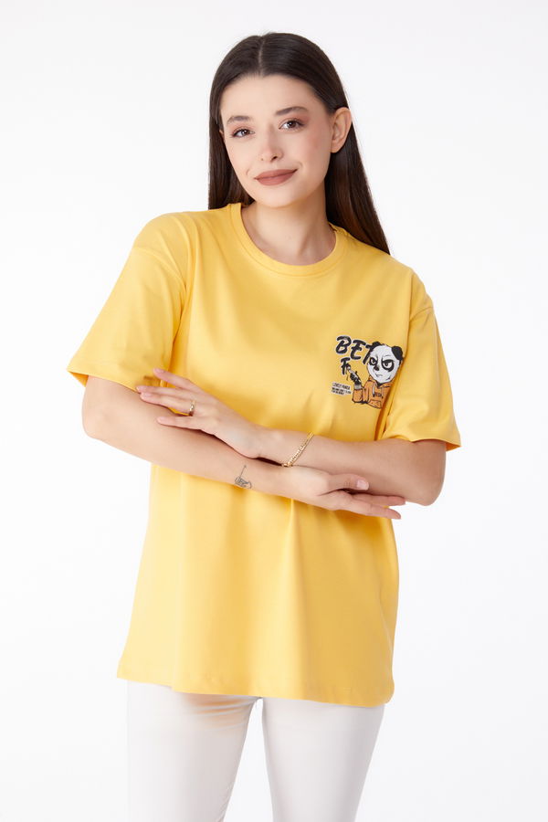 Baskılı T-shirt Sarı - 25286 Sarı
