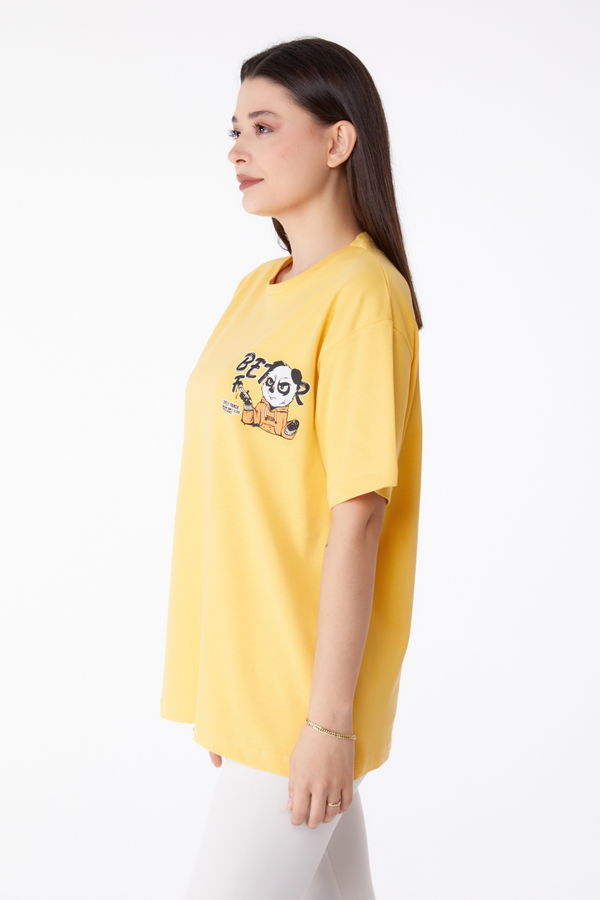 Baskılı T-shirt Sarı - 25286 Sarı