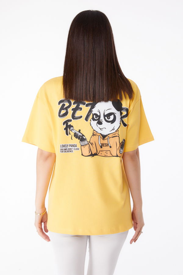 Baskılı T-shirt Sarı - 25286 Sarı
