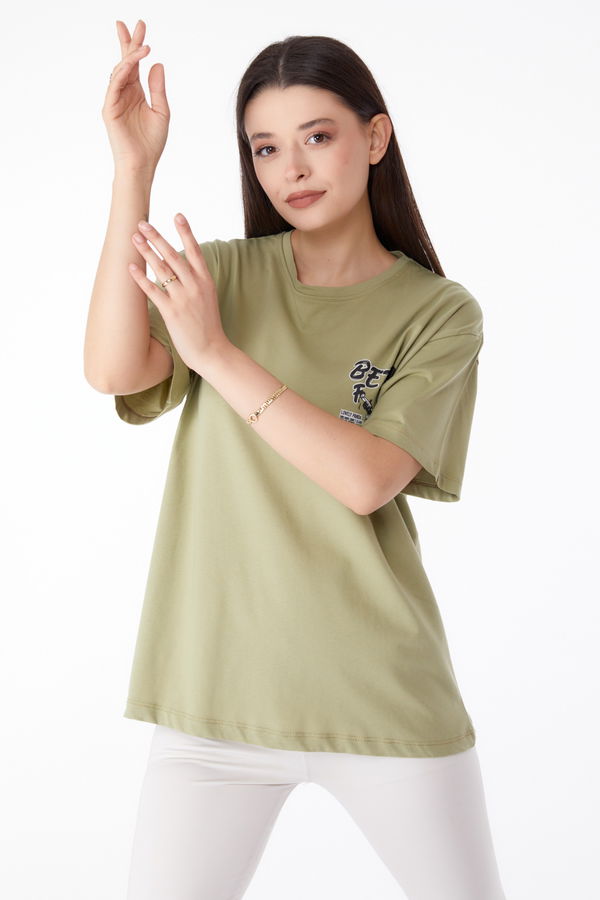 Baskılı T-shirt Yeşil - 25286 YEŞİL