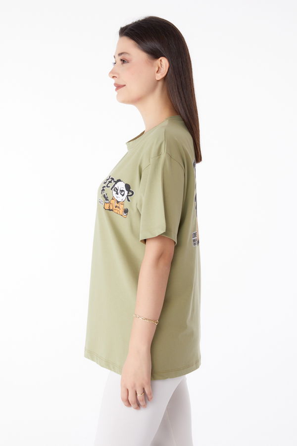 Baskılı T-shirt Yeşil - 25286 YEŞİL