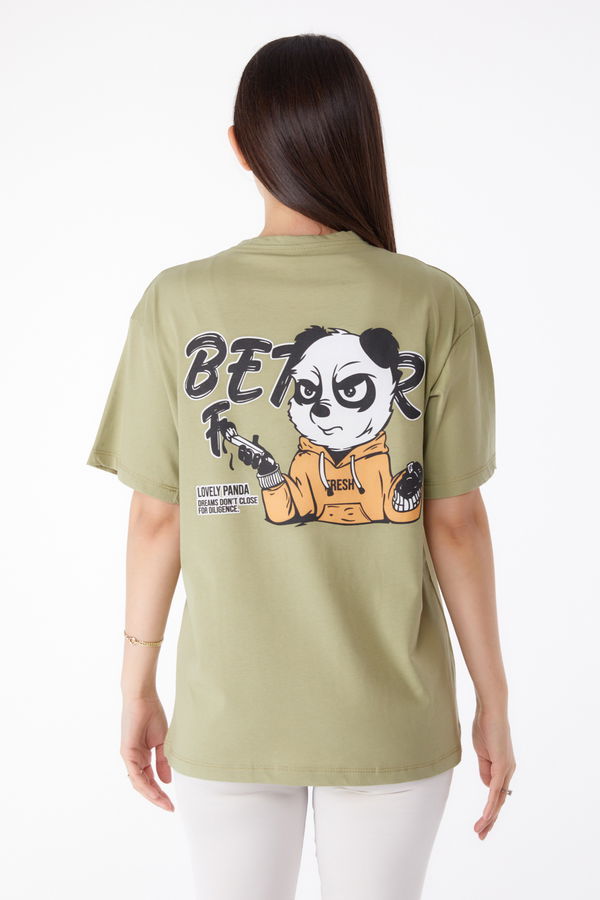 Baskılı T-shirt Yeşil - 25286 YEŞİL