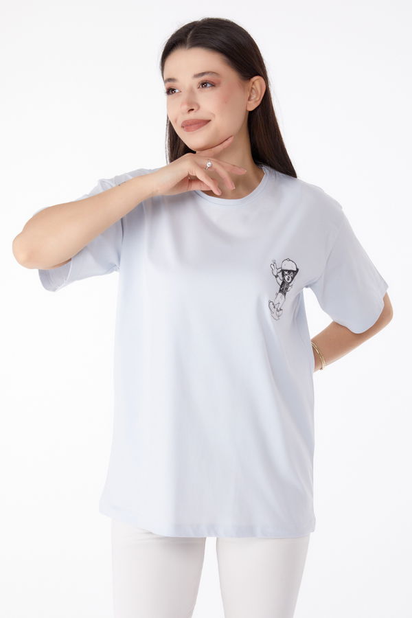 Baskılı T-shirt Lila - 25287 LİLA