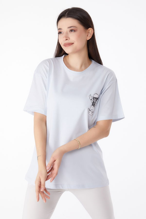 Baskılı T-shirt Lila - 25287 LİLA