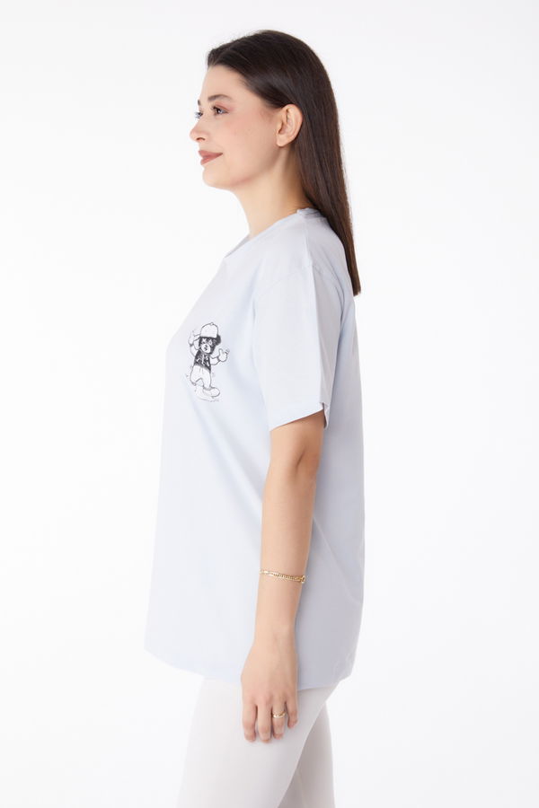 Baskılı T-shirt Lila - 25287 LİLA