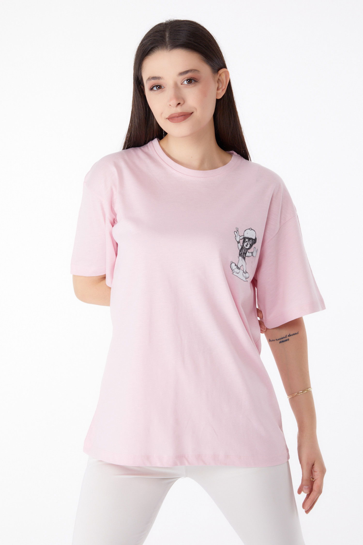 Baskılı T-shirt Pembe - 25287