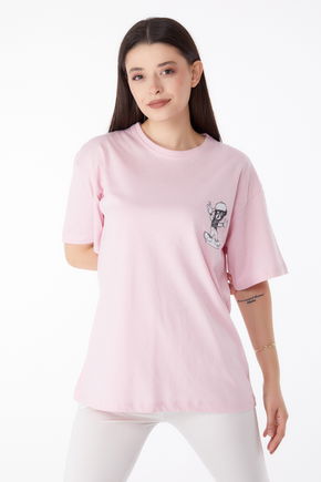 Baskılı T-shirt Pembe - 25287