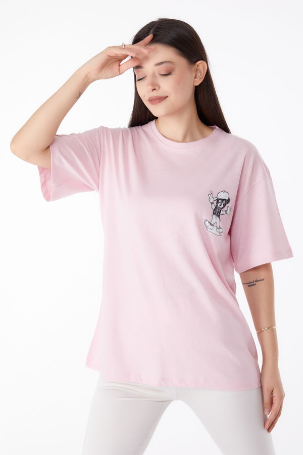 Baskılı T-shirt Pembe - 25287