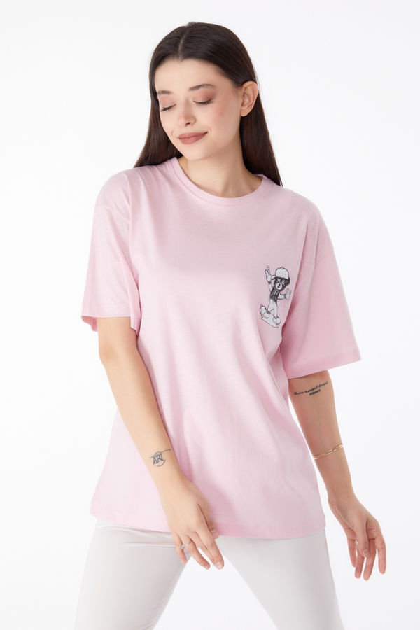 Baskılı T-shirt Pembe - 25287
