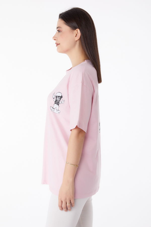 Baskılı T-shirt Pembe - 25287