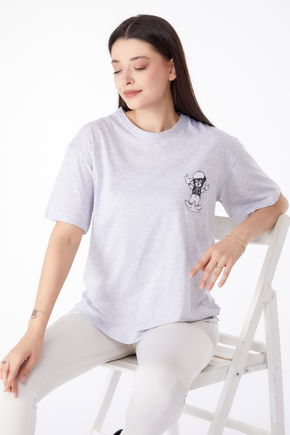 Baskılı T-shirt Gri - 25287