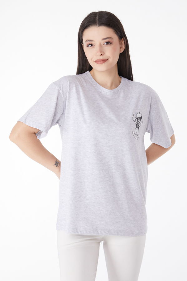 Baskılı T-shirt Gri - 25287