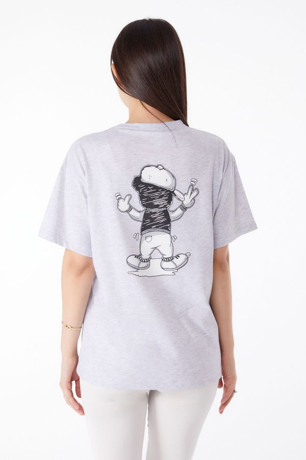 Baskılı T-shirt Gri - 25287