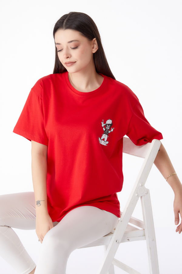 Baskılı T-shirt Kırmızı - 25287 Kırmızı