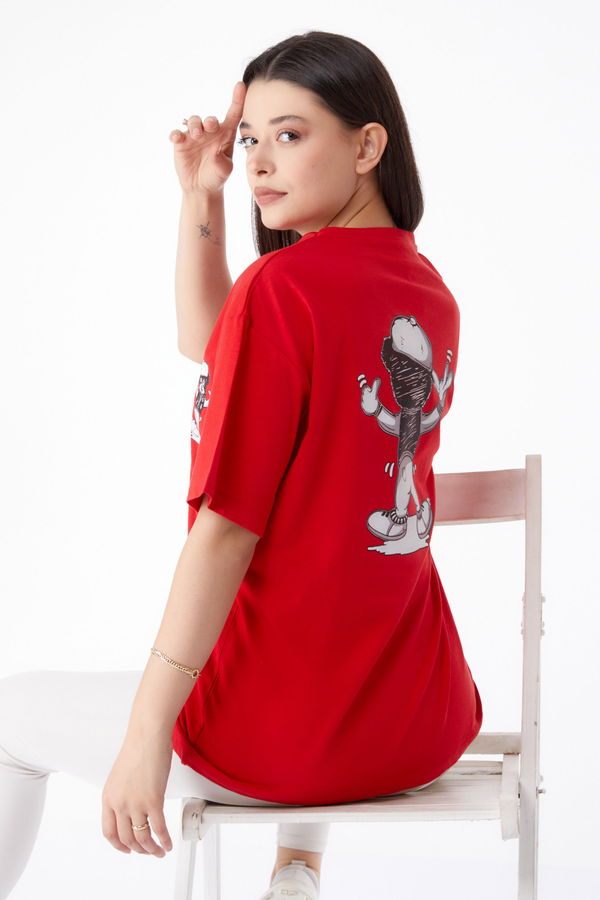 Baskılı T-shirt Kırmızı - 25287 Kırmızı