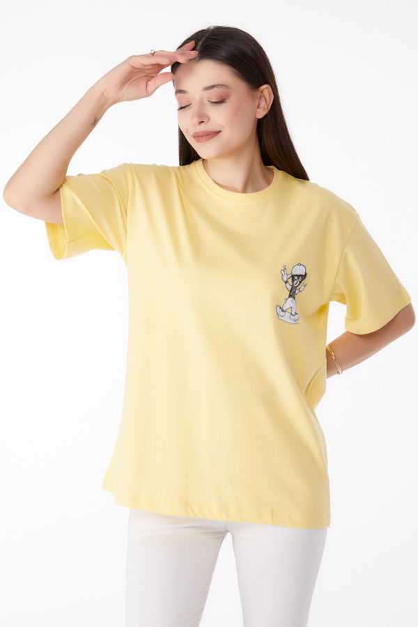 Baskılı T-shirt Sarı - 25287 Sarı
