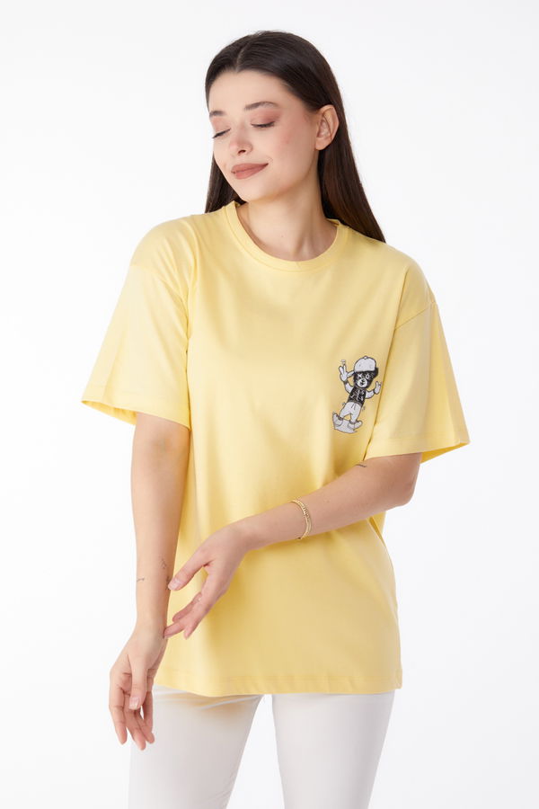 Baskılı T-shirt Sarı - 25287 Sarı