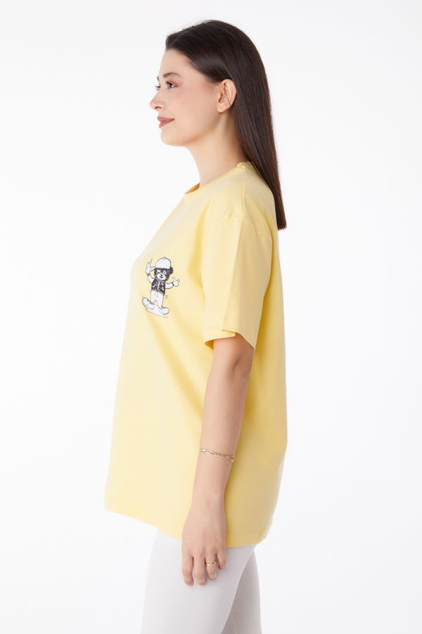 Baskılı T-shirt Sarı - 25287 Sarı