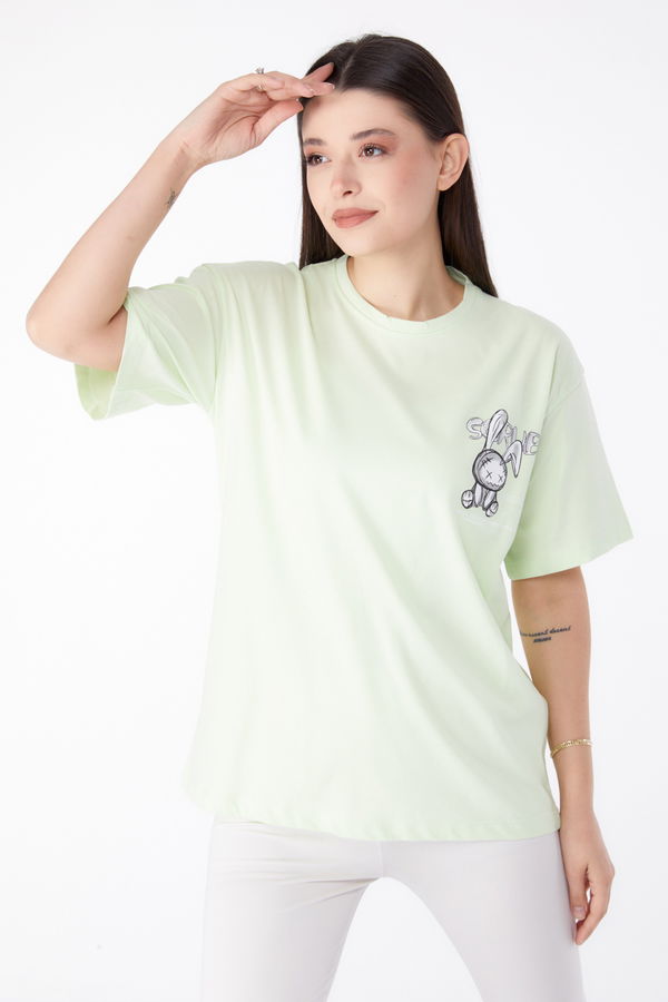 Baskılı T-shirt Yeşil - 25288