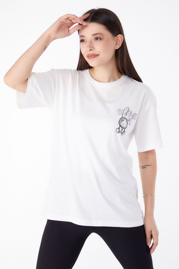 Baskılı T-shirt Beyaz - 25288