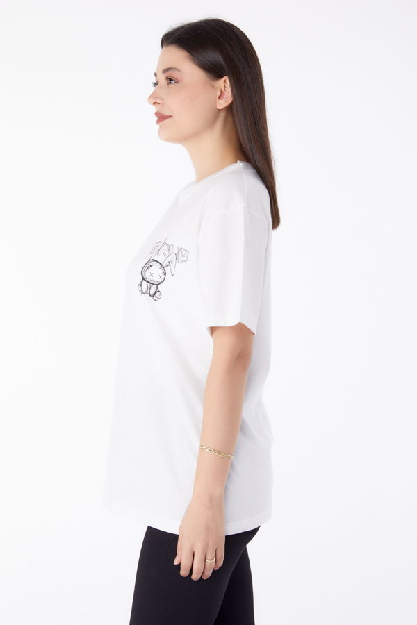 Baskılı T-shirt Beyaz - 25288