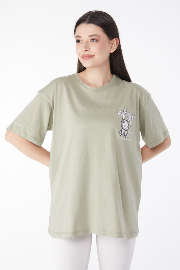 Baskılı T-shirt Yeşil - 25288