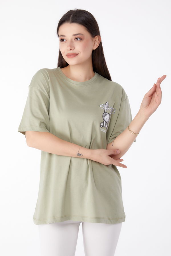Baskılı T-shirt Yeşil - 25288