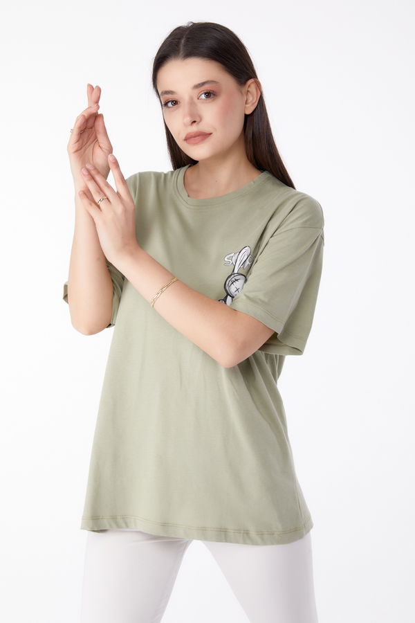 Baskılı T-shirt Yeşil - 25288