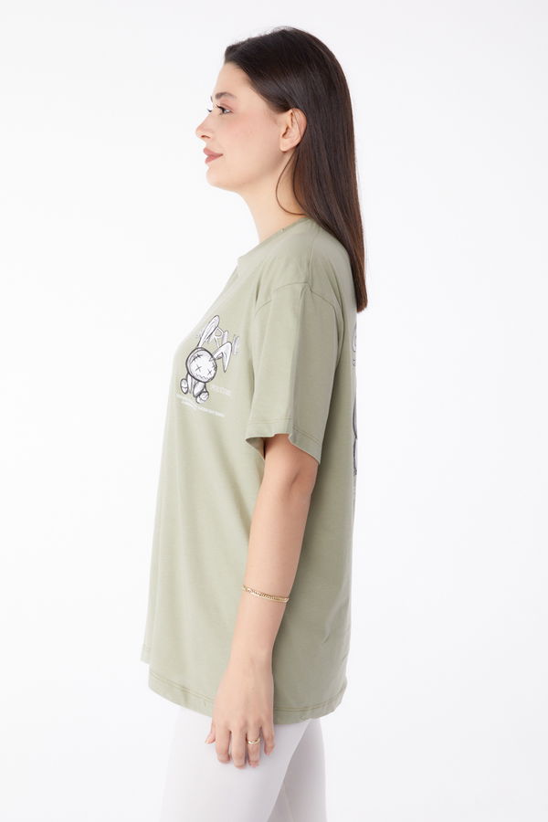 Baskılı T-shirt Yeşil - 25288