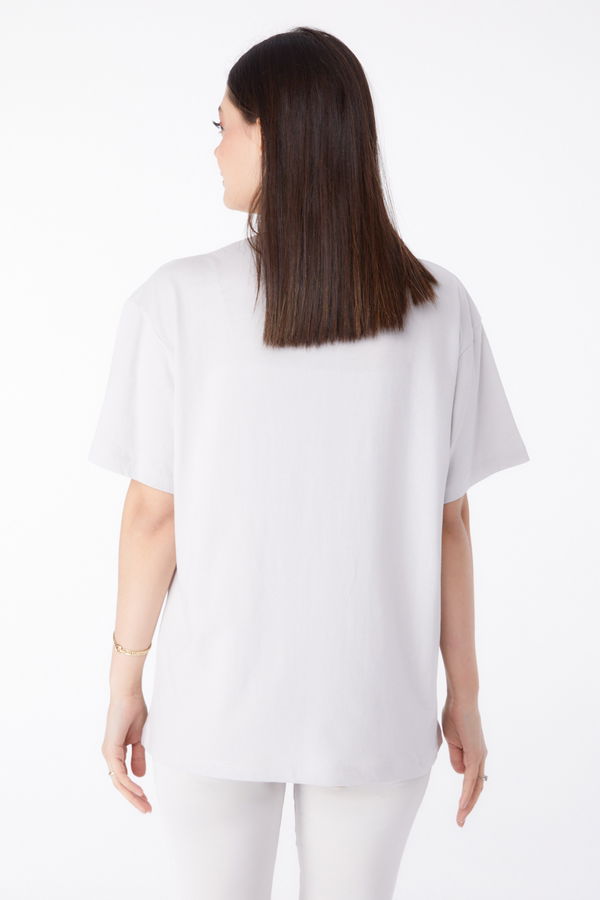 Baskılı T-shirt Bej - 25289 BEJ