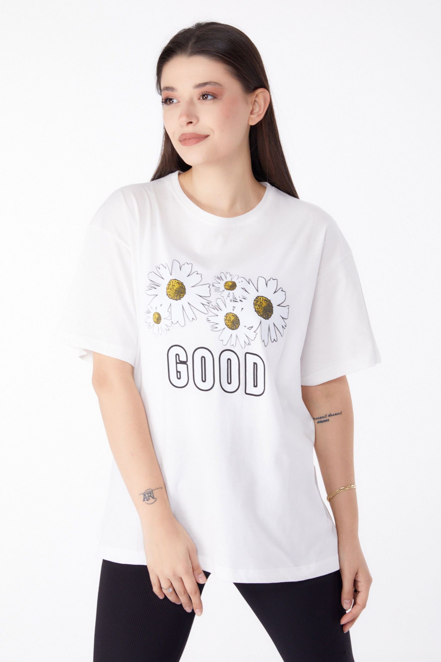 Baskılı T-shirt Beyaz - 25289 BEYAZ