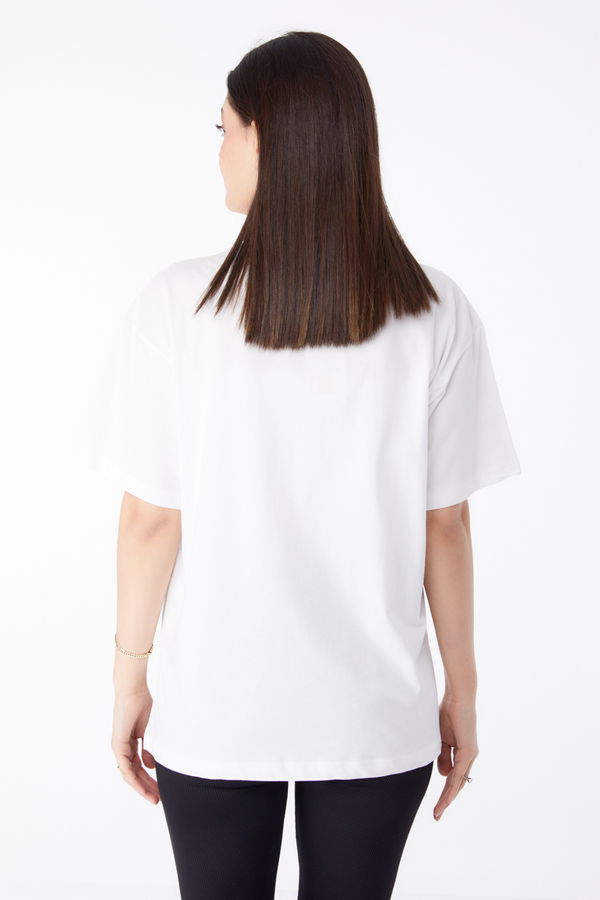 Baskılı T-shirt Beyaz - 25289 BEYAZ