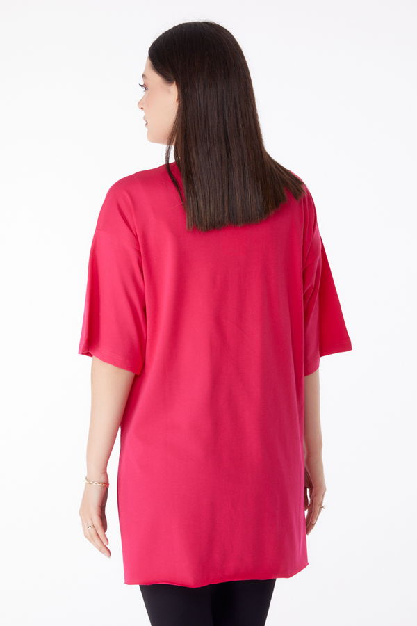 Baskılı T-shirt Fuşya - 25290 FUŞYA