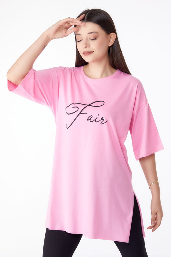 Baskılı T-shirt Pembe - 25290 PEMBE