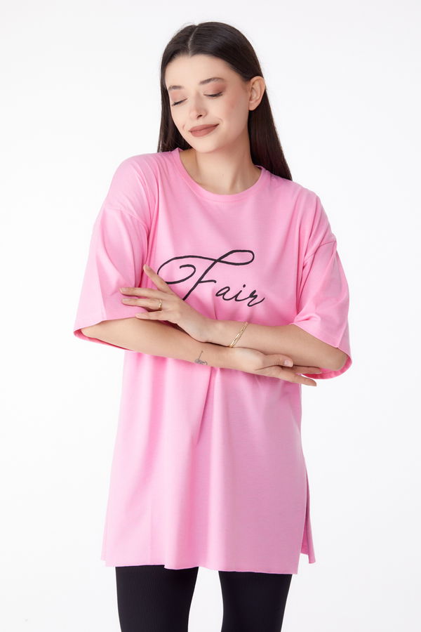 Baskılı T-shirt Pembe - 25290 PEMBE