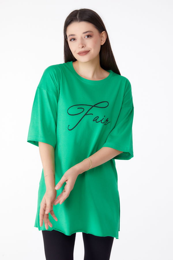 Baskılı T-shirt Yeşil - 25290