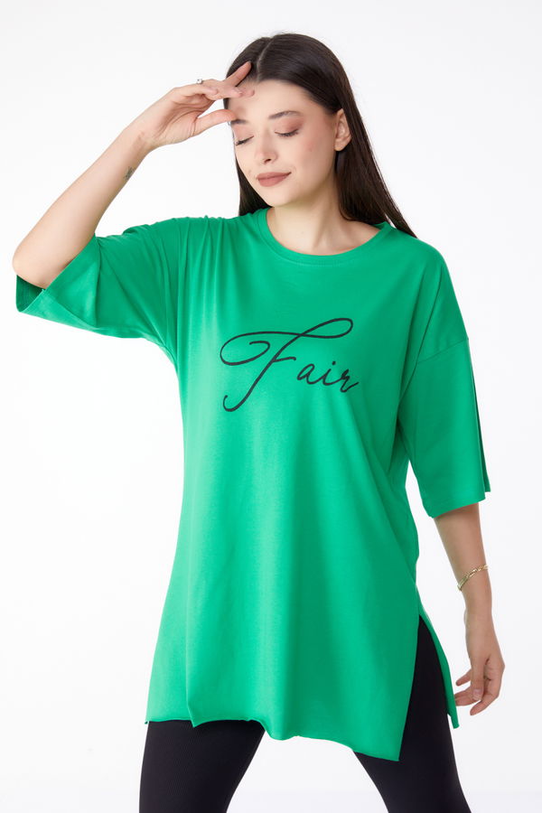 Baskılı T-shirt Yeşil - 25290